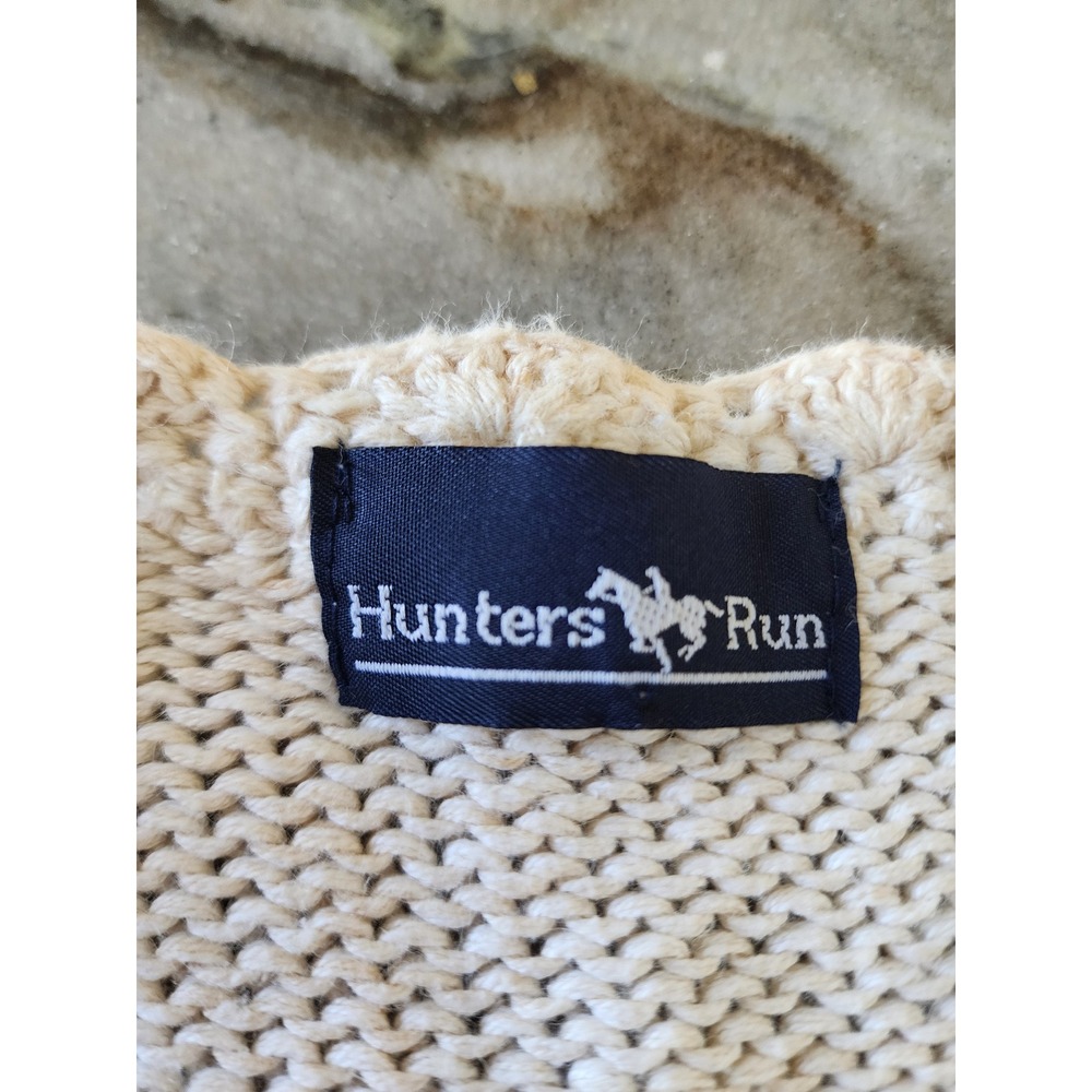 Vintage 90s Hunters Run Cottagecore Granny Floral Scalloped V-Neck Knit Sweater - Picture 8 of 11